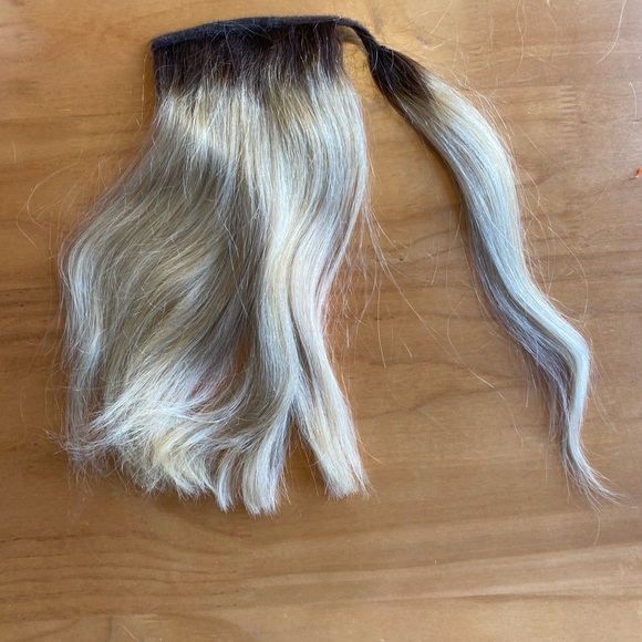 HAIRDO Human Hair Ponytail CLIP VELCRO WRAP EXTENSION KEN PAVES BLOND DARK ROOTS - Picture 12 of 12